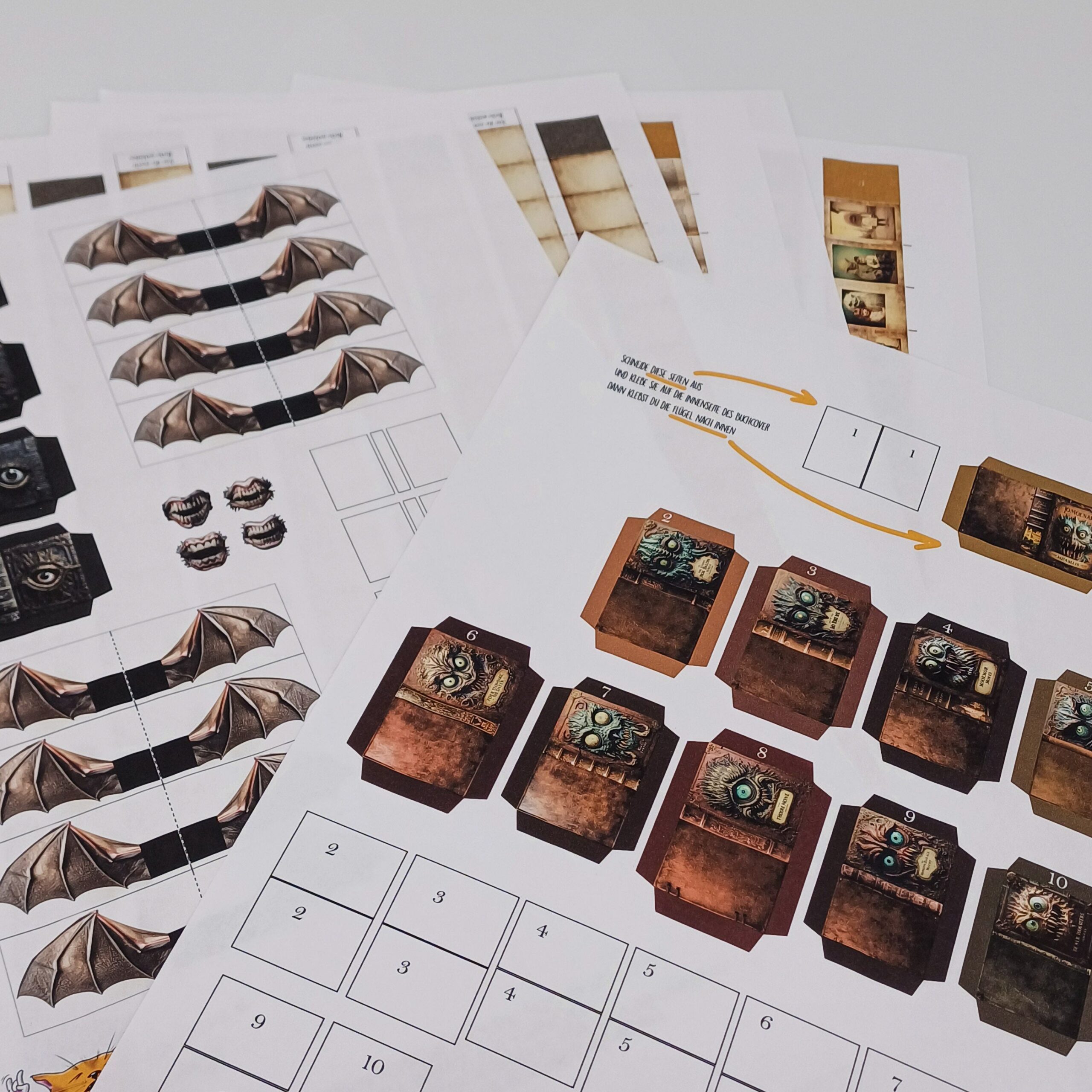 Buchmonster und Monsterbücher im Maßstab 1:12 zum Drucken und Basteln - PDF