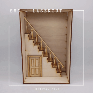 SVG digital Download Diorama Box Zimmer unter der Treppe