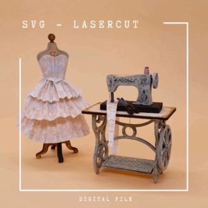 Miniatur-Nähatelier im Maßstab 1:12 – Lasercut-Bausatz mit Druckdatei (SVG - Digitaler Download)